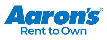 Aaron's Rent to Own logo featuring a blue and white design with the company name and slogan in Uvalde County, Texas