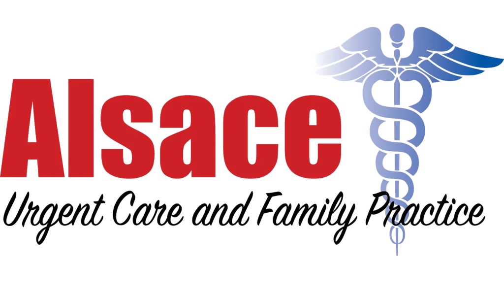 AlsaCe Urgent Care and Family Practice logo featuring a stylized caduceus and the text 'AlsaCe Urgent Care and Family Practice' in red and blue in Uvalde County, Texas