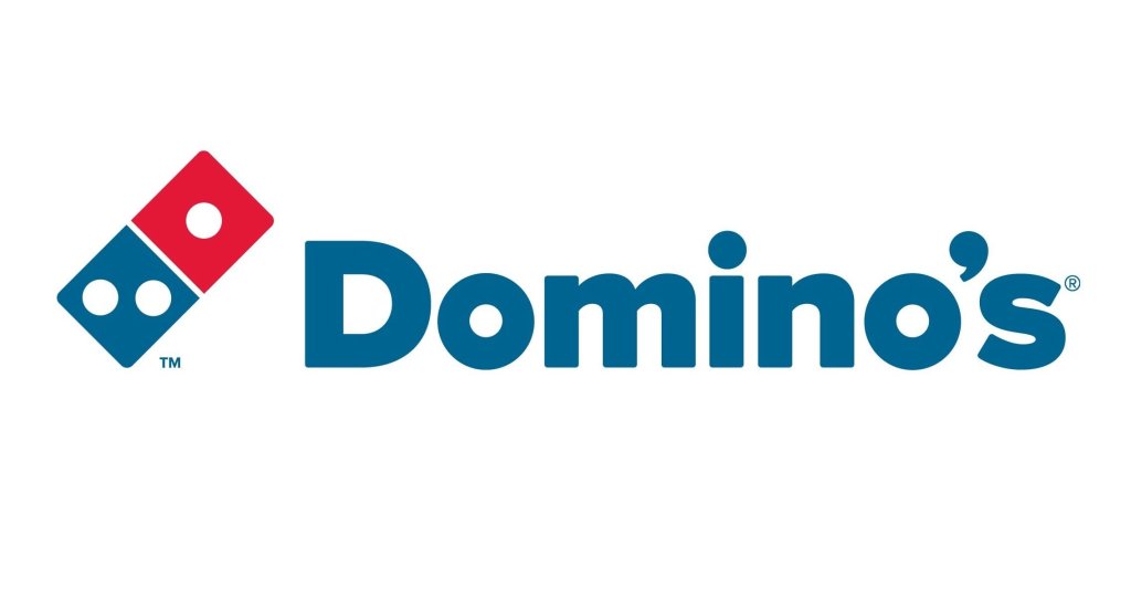 The Domino's Pizza logo featuring the iconic red and blue dominoes and the brand name in blue font in Uvalde County, Texas