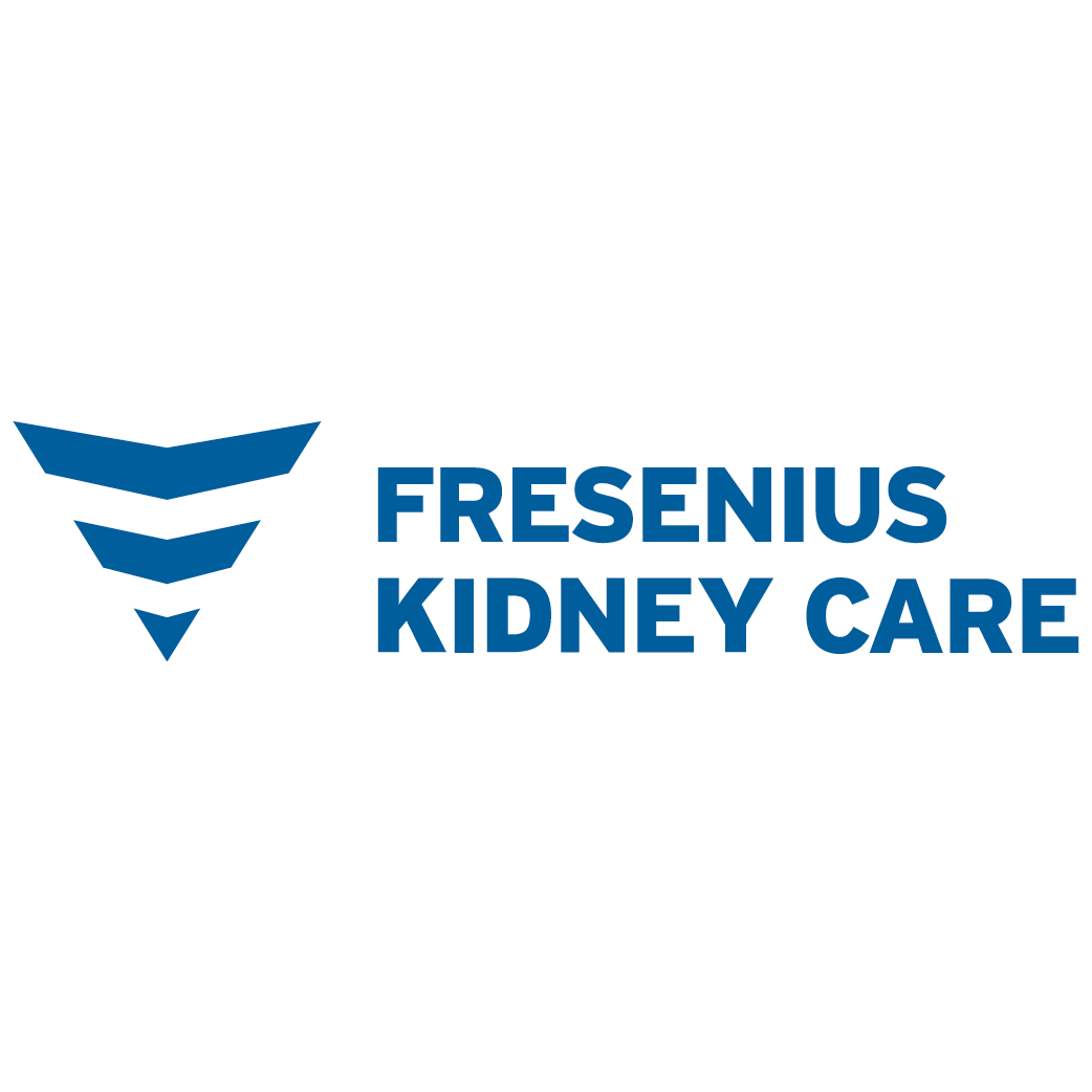 Fresenius Kidney Care logo featuring a stylized blue triangle with three lines in Uvalde County, Texas