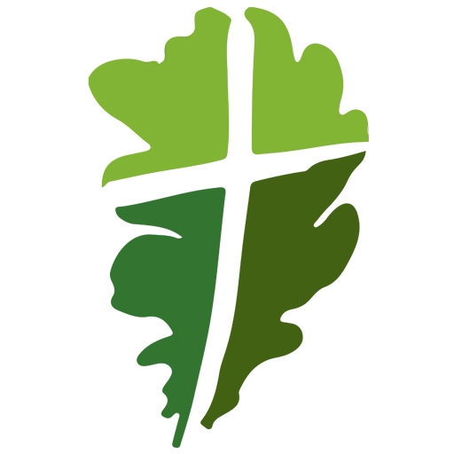 A stylized green leaf with a white cross dividing it into four sections in Uvalde County, Texas