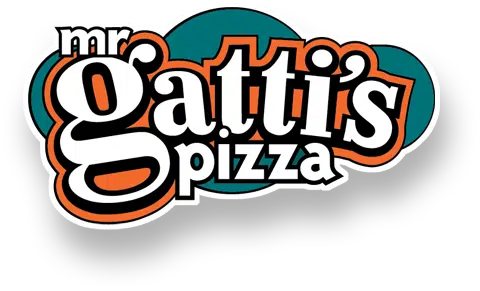 Mr. Gatti's Pizza logo featuring a playful, stylized font with vibrant orange and teal colors in Uvalde County, Texas