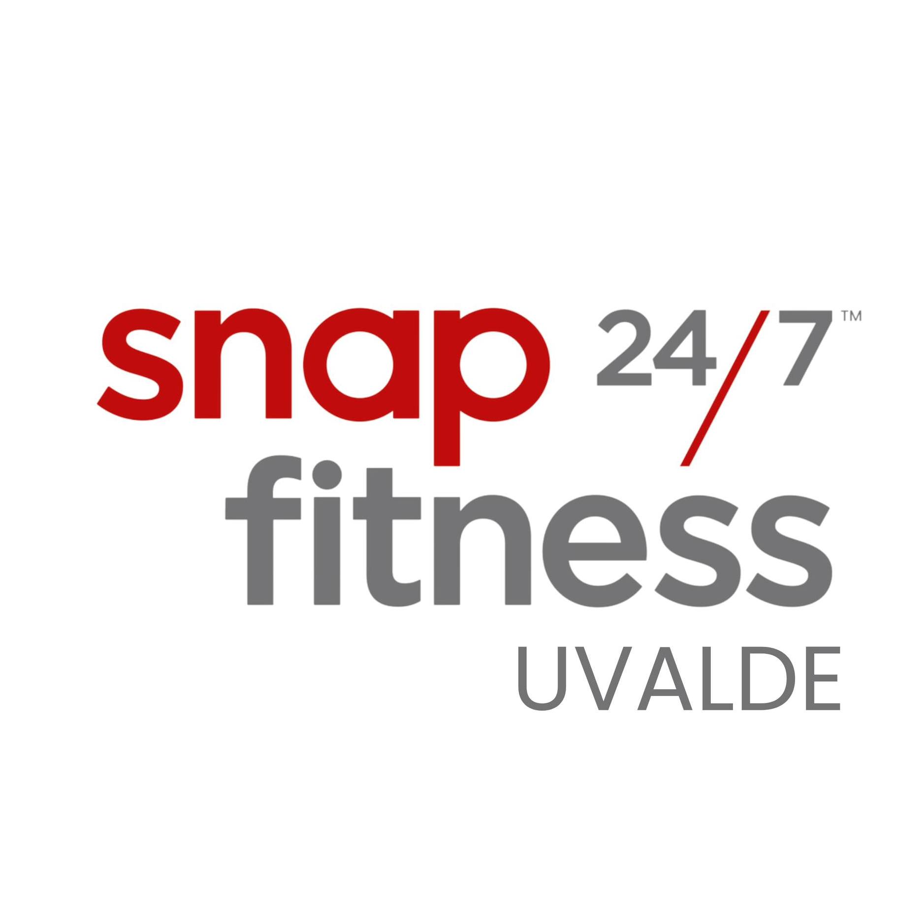 Snap Fitness 24/7 logo for Uvalde, Texas, featuring a red and gray design in Uvalde County, Texas