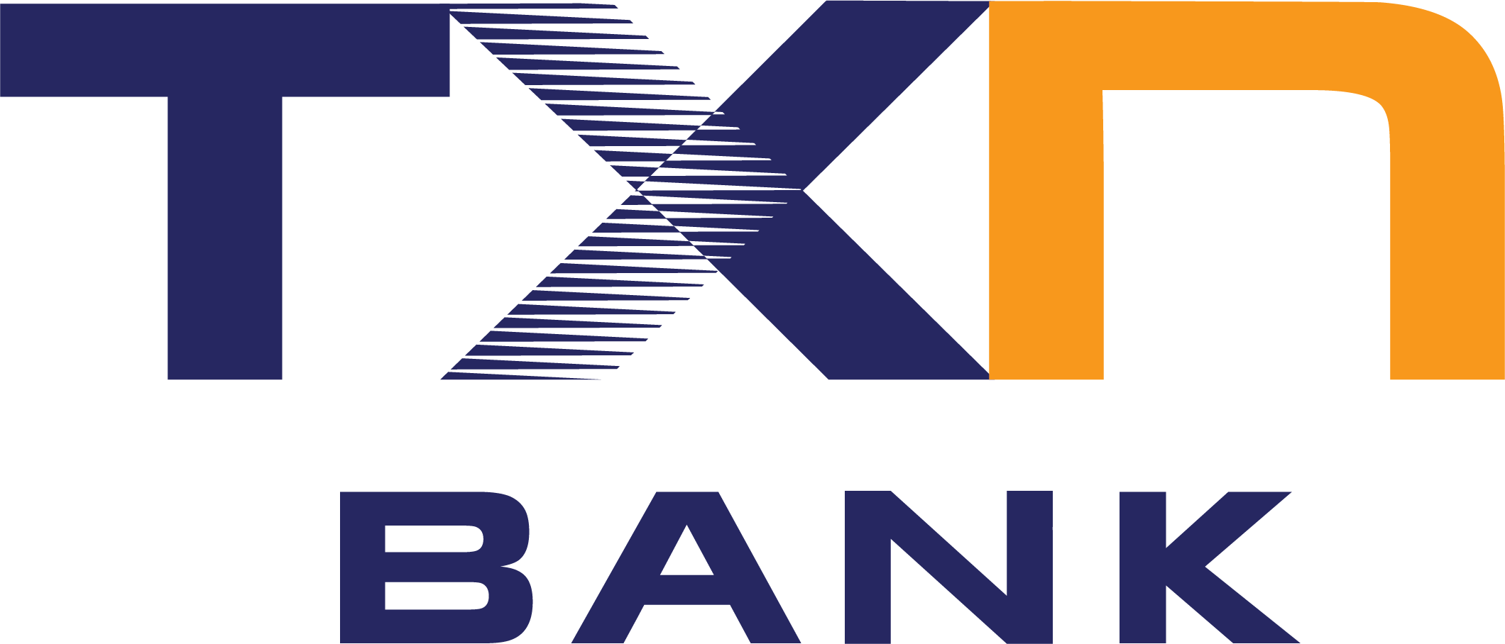 TXN Bank logo featuring a stylized 'TXN' in dark blue with an orange 'N' and the word 'BANK' below in dark blue in Uvalde County, Texas