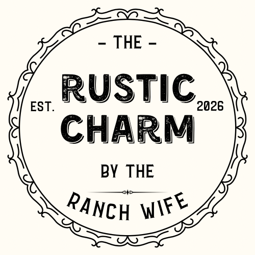 A rustic charm logo featuring a circular design with decorative borders, established in 2026 by a ranch wife in Uvalde County, Texas