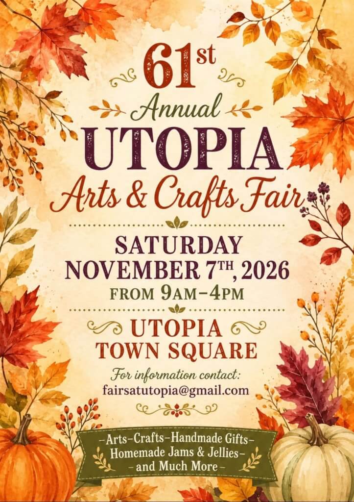 A flyer for the 61st annual Utopia Arts & Crafts Fair