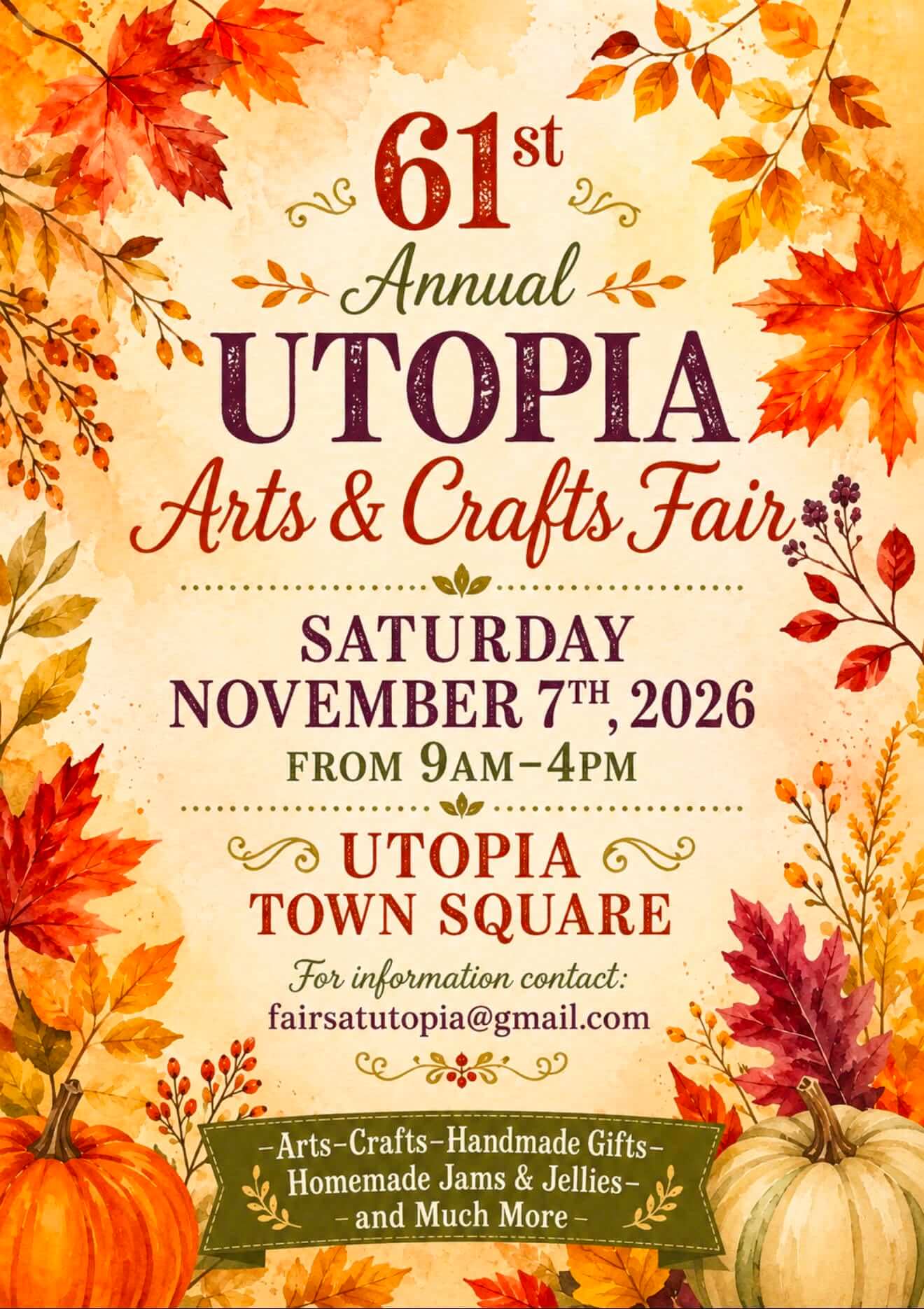 A flyer for the 61st annual Utopia Arts & Crafts Fair