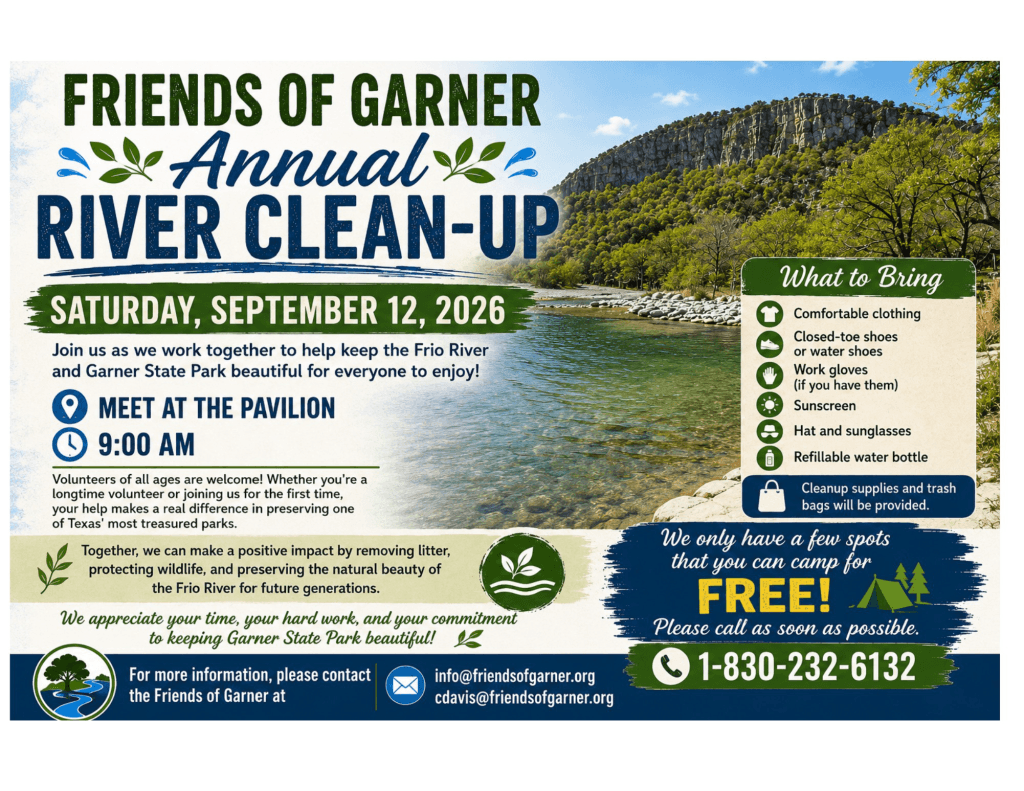 Friends of Garner Annual River Clean-up flyer: Sept 12, 2026, 9 AM at the Pavilion.