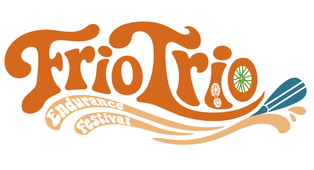 A logo for Frio Trio Endurance Festival in Leakey, Concan, and Uvalde, Texas